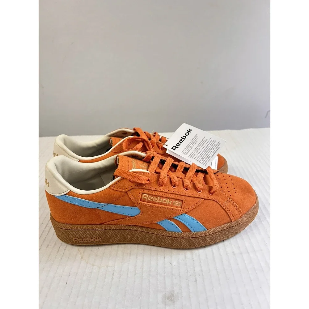 Reebok Club C 85 Mens Burnt Orange Light Blue Suede‎ Sneakers 7 Retro Skater Low